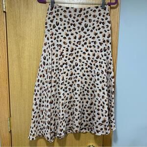 Theory Asymmetrical Seam Silk Skirt in Leopard Print - Size 0